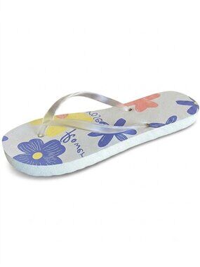 Women's Flip Flops with Floral Print, Comfortable Summer Beach Sandals Non-Slip